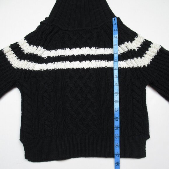 Anthropologie Maeve Mock-Neck Balloon-Sleeve Bow Jumper Sweater Black White XS - Picture 3 of 9